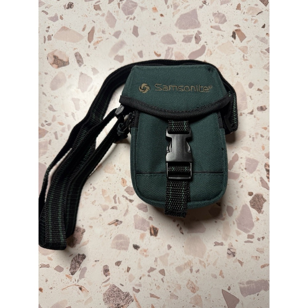 Samsonite Camera Case Small Green Nylon Travel Pouch Strap 4x6"